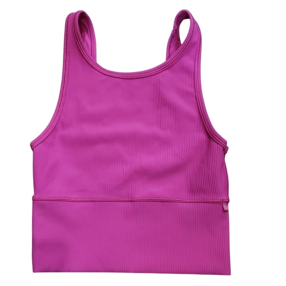 Lululemon Power Pivot Tank Top Ribbed Sonic Pink Small 2 Sporty Athletic